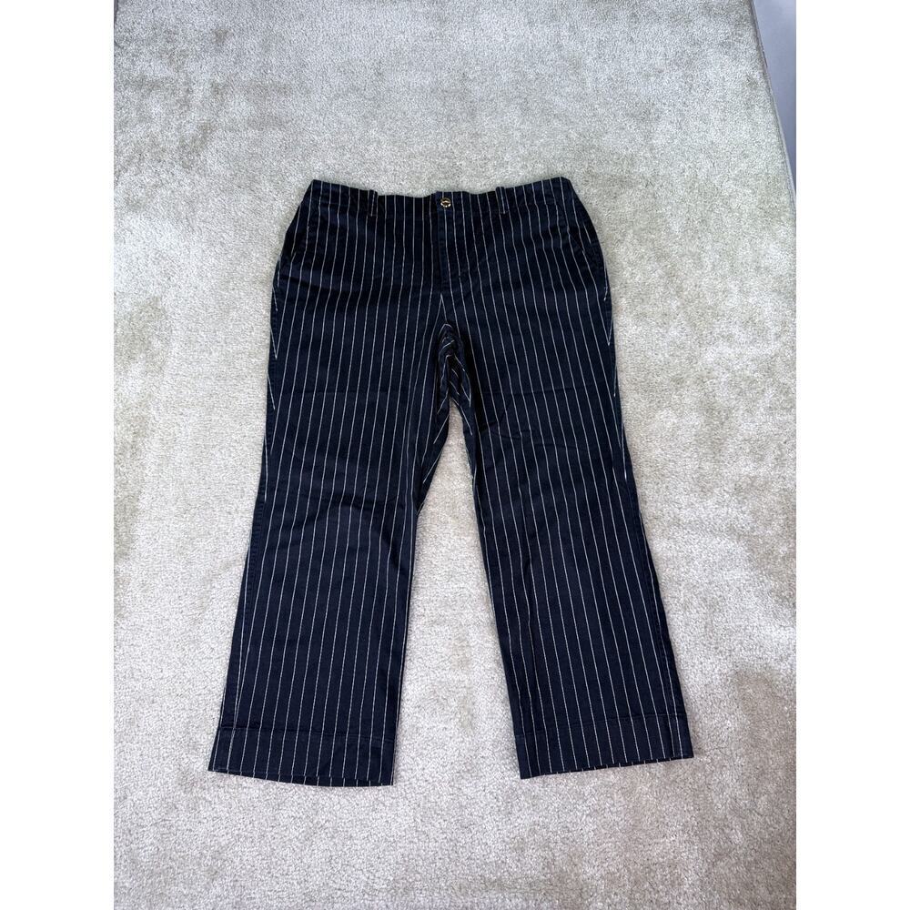 LRL Ralph Lauren Active Womens Navy Striped Pants Size 14 Stretch Trouser B707